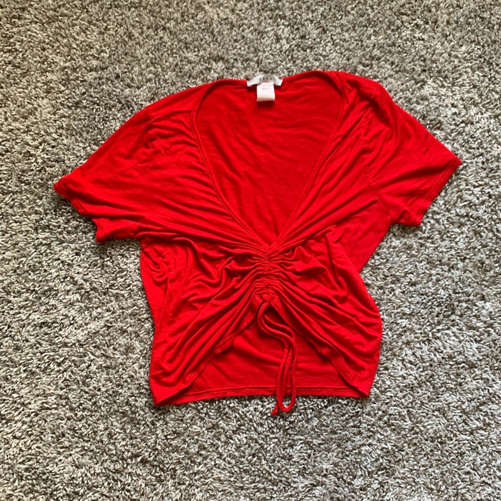 Red tie up crop top